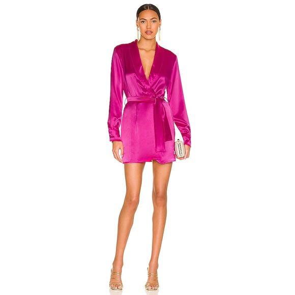 NONchalant The Label Delilah Mini Dress Wrap Satin Cocktail Party Hoco Sz M - Picture 1 of 12